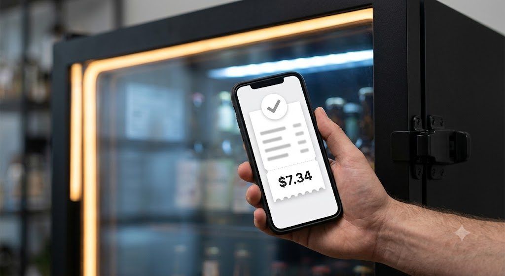 Phone showing a receipt with the charged total