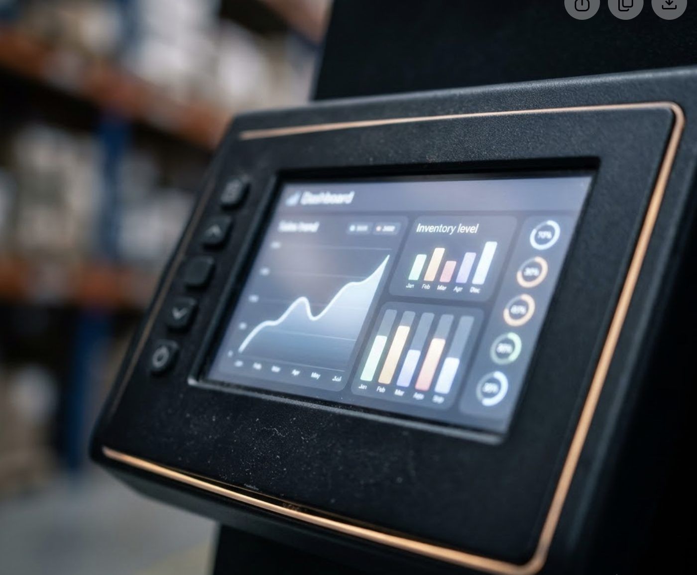 Cooler dashboard showing sales trend and inventory levels